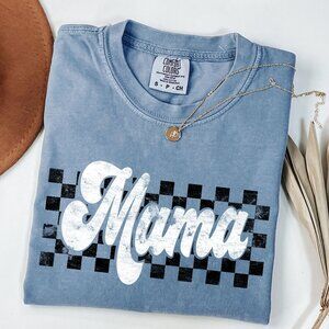 NEW Retro Checkered Mama Graphic Tee Shirt Trendy New Mom Gift, Mom to Be Gift